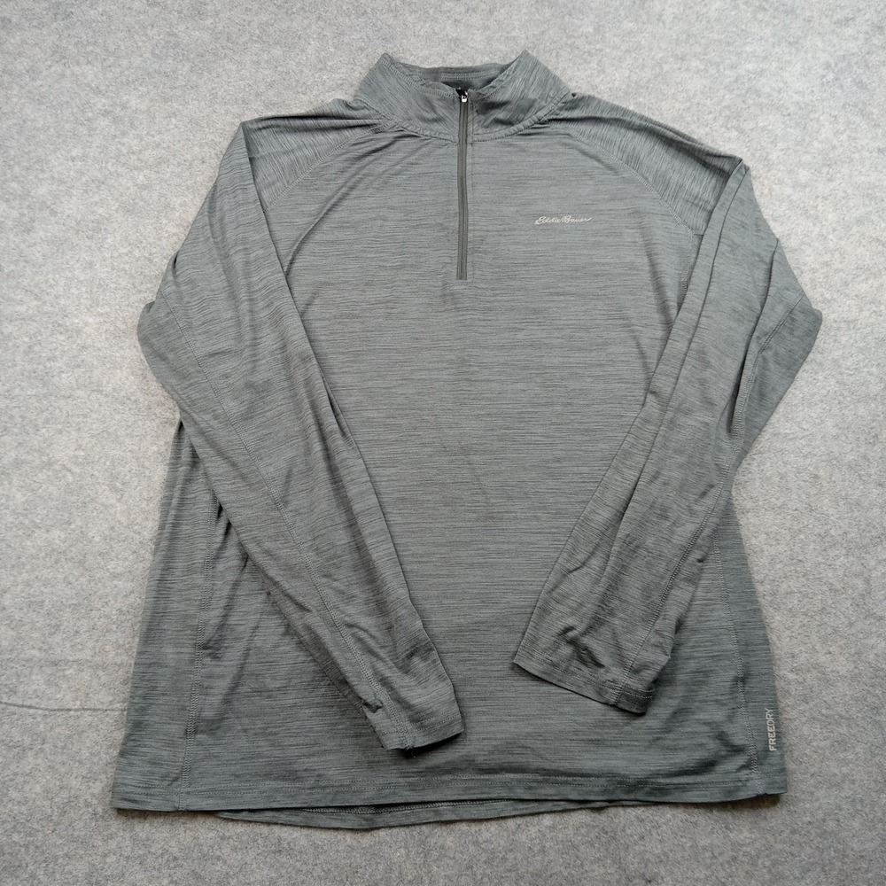 Eddie Bauer Pullover Mens Large Gray Motion Quarter Zip Long Sleeve Athletic